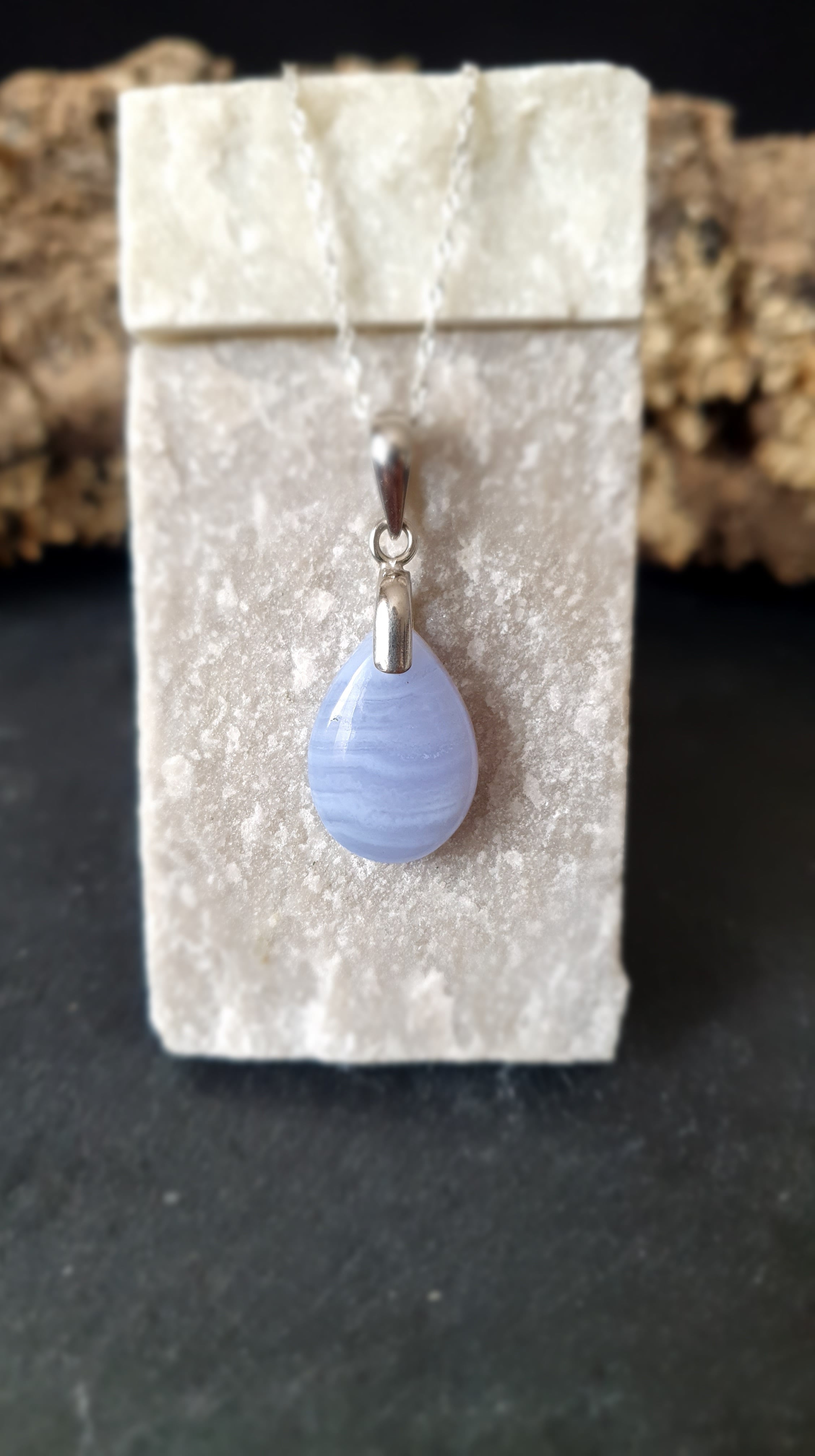 Pendentif Calcédoine bleue