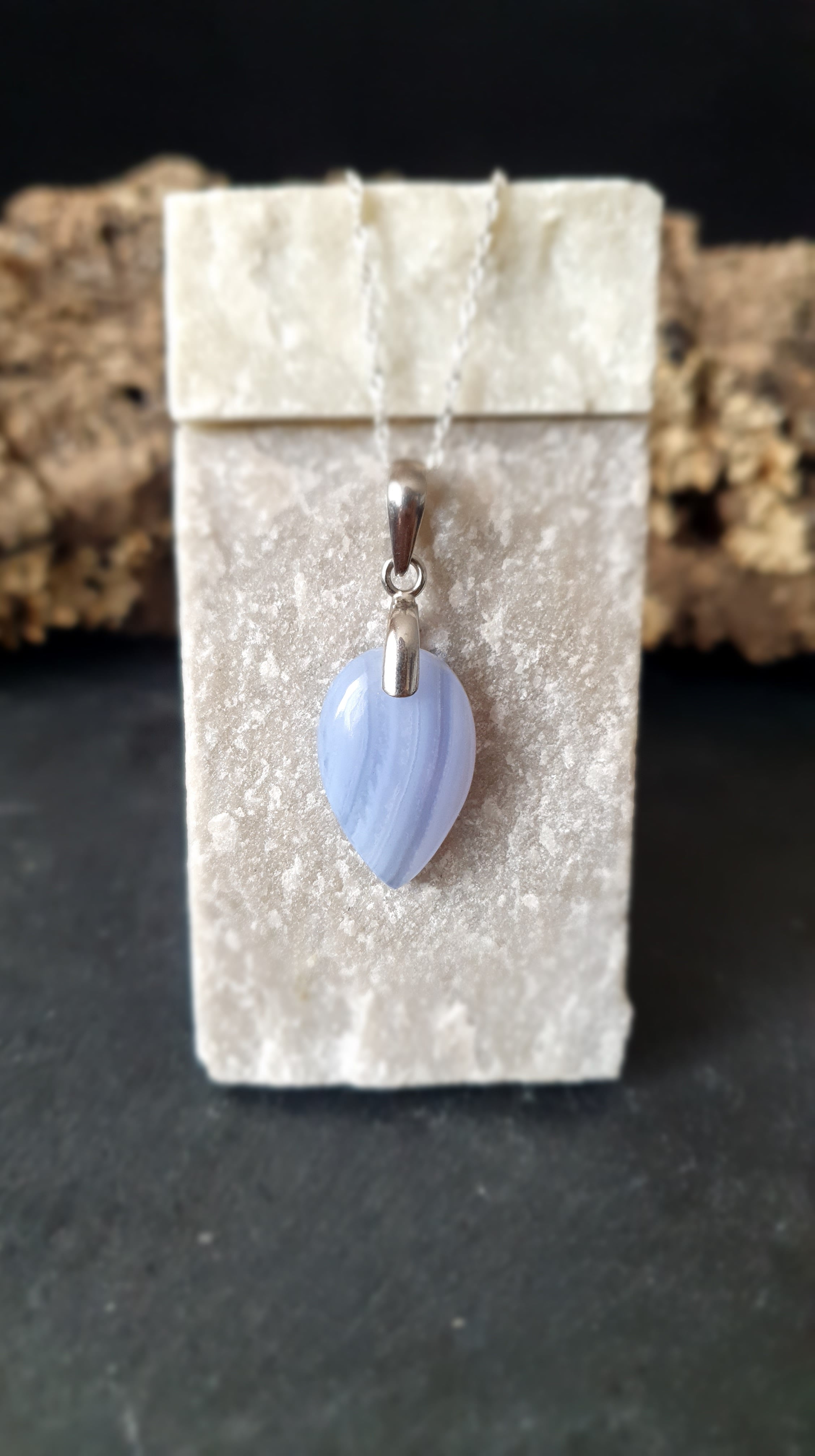 Pendentif Calcédoine bleue