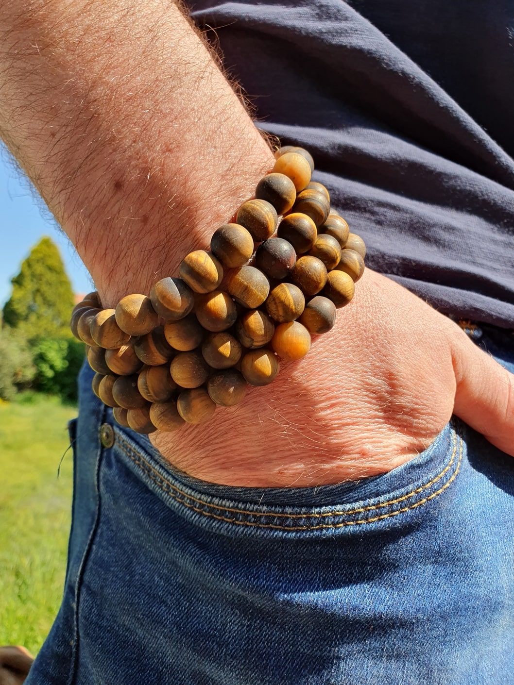 Bracelet Oeil de tigre mat Taille XL