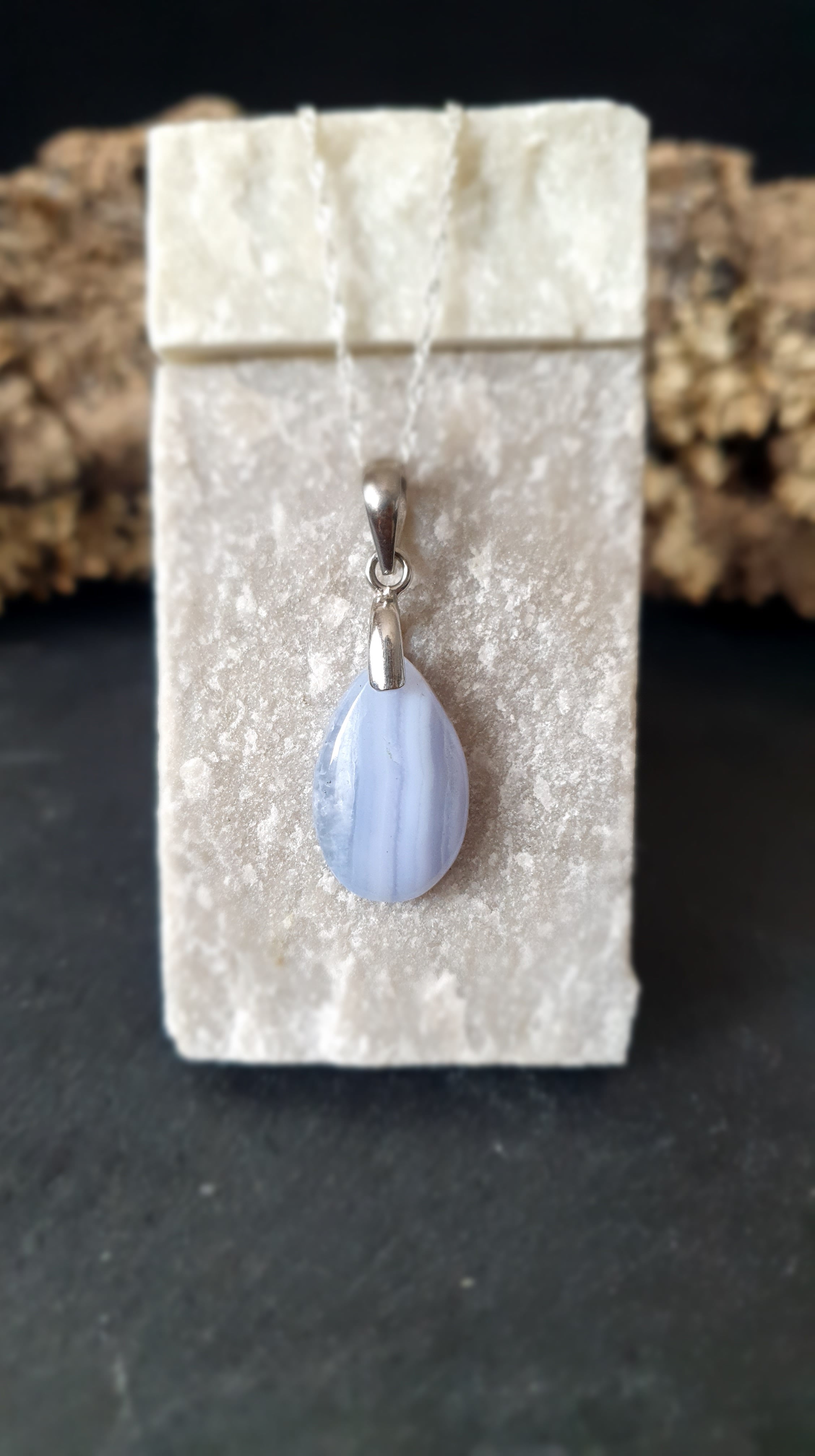 Pendentif Calcédoine bleue