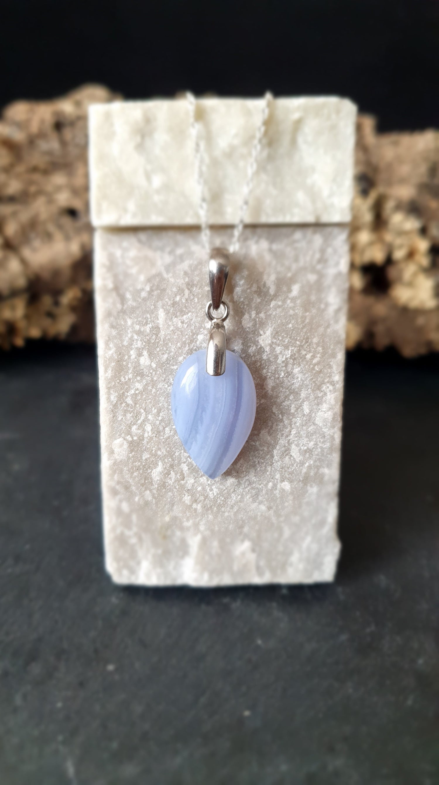 Pendentif Calcédoine bleue