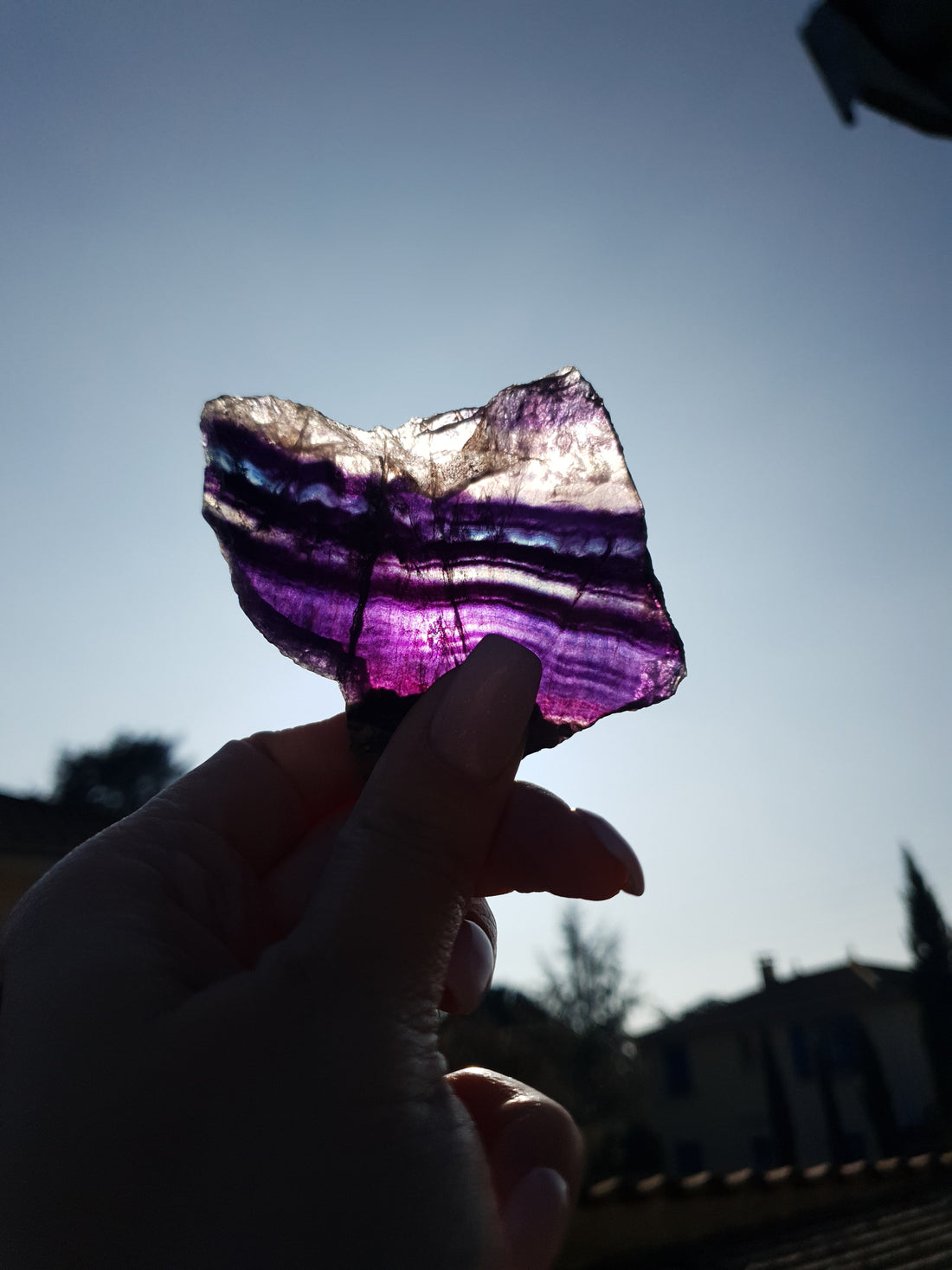 Fluorite multicolore en tranche brute